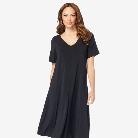 6 Dresses~ NWOT~ Roaman's Ultrasmooth® Fabric V-Neck Swing Dress - Picture 5 of 12